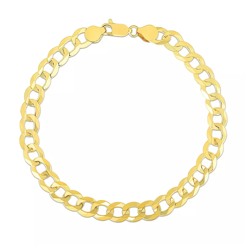 7.0mm 10k Yellow Gold Curb Bracelet (8.5 Inch)