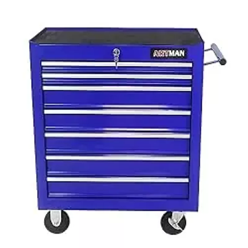 7-Drawer Rolling Tool Chest with Wheels,Tool Cabinet on Wheels with Keyed Locking,Multifunctional Tool Cart on Wheels,Tool Storage Organizer Cabinets for Garage,Warehouse, Repair Shop (Blue)