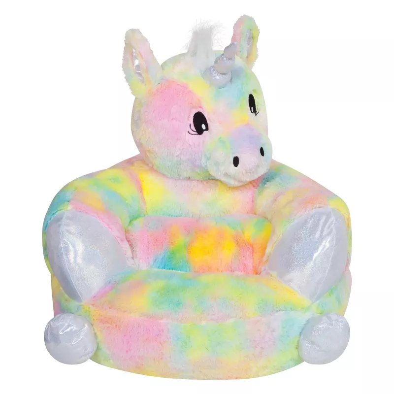 Children's Plush Rainbow Unicorn Character Chair - Multi