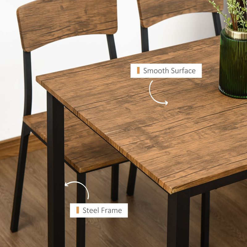 HOMCOM 5 Piece Modern Industrial Dining Table and Chairs Set for Small Space, kitchen, Dining room - Natural