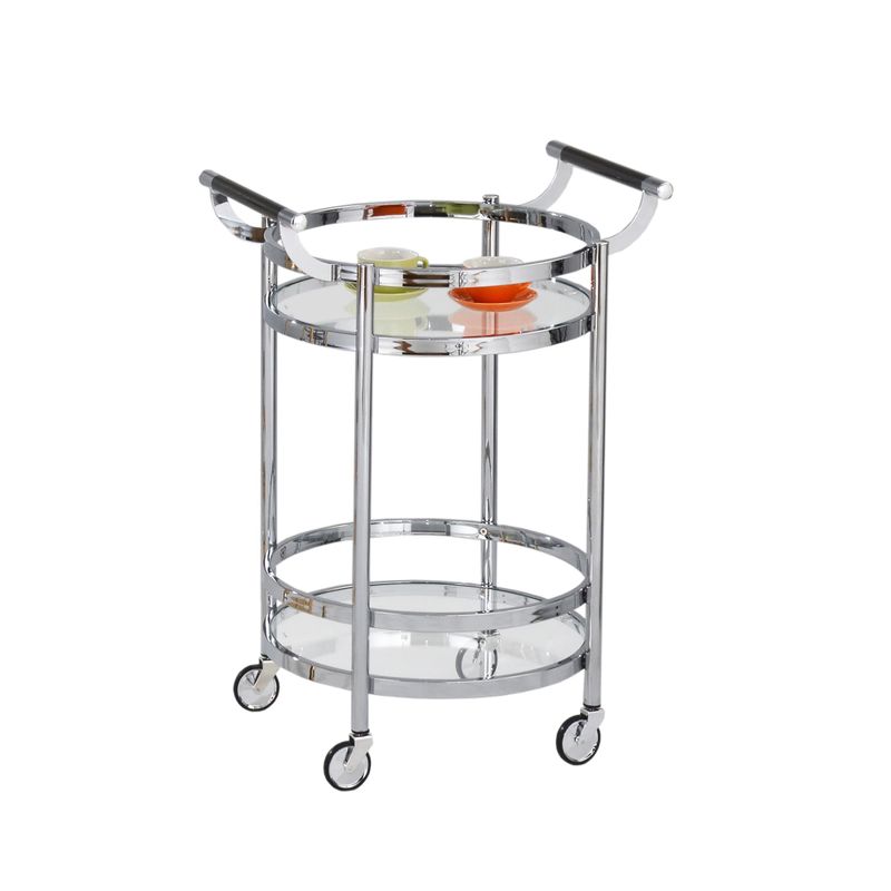American Atelier Chrome Glass-shelf Rolling Cart - Chrome/Glass Rolling Cart