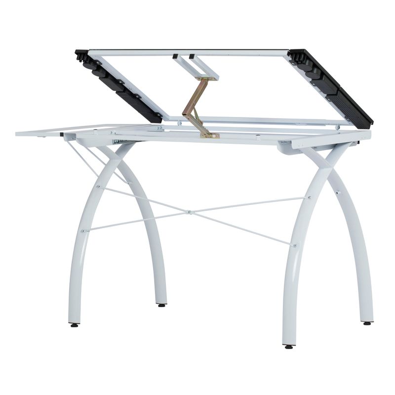 Studio Designs Futura Drafting and Hobby Craft Station Table with Folding Shelf - White