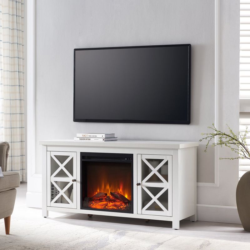 Colton TV Stand with Log Fireplace Insert - Alder Brown