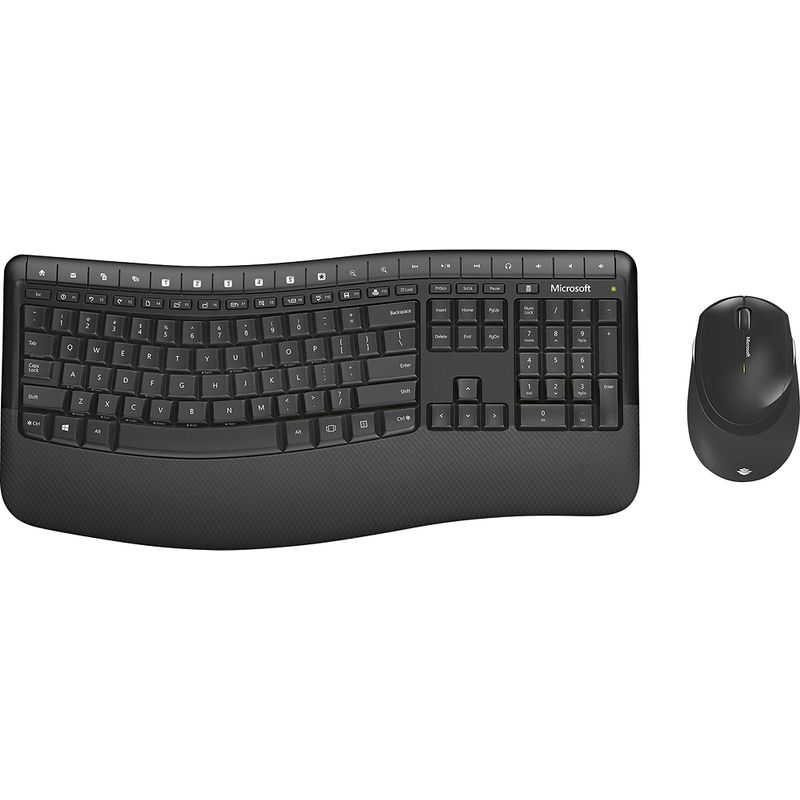 Microsoft - Comfort Desktop 5050 Ergonomic Full-size Wireless Optical Curved Keyboard and Mouse Bundle - Black