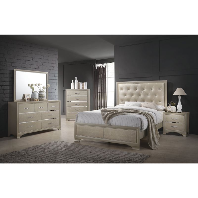 Silver Orchid Arcaro Transitional Champagne 4-piece Bedroom Set - Queen