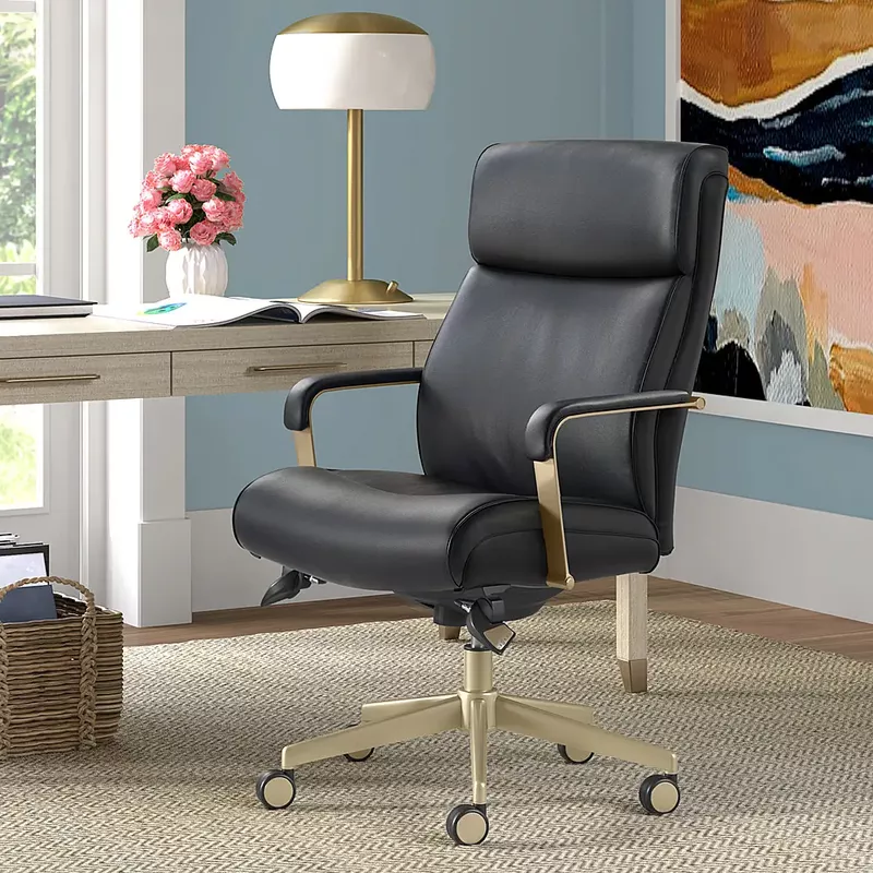 Rent to own LaZBoy Modern Melrose Executive Office Chair with Brass
