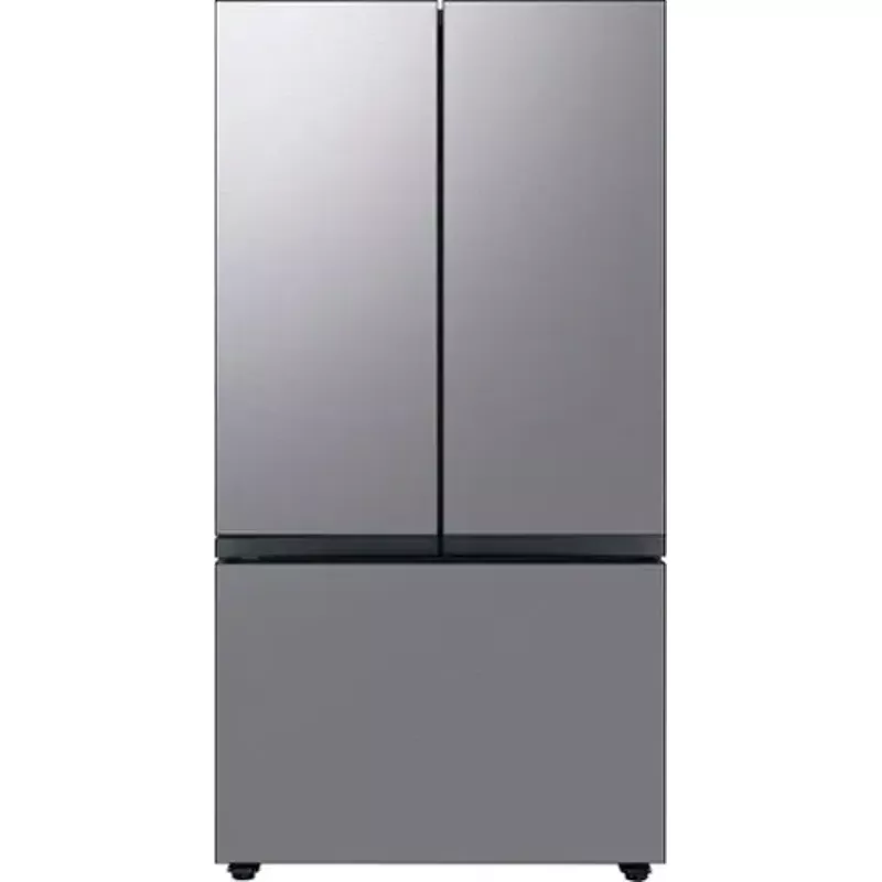 Samsung - BESPOKE 30 cu. ft. 3-Door French Door Smart Refrigerator with Beverage Center - Stainless Steel