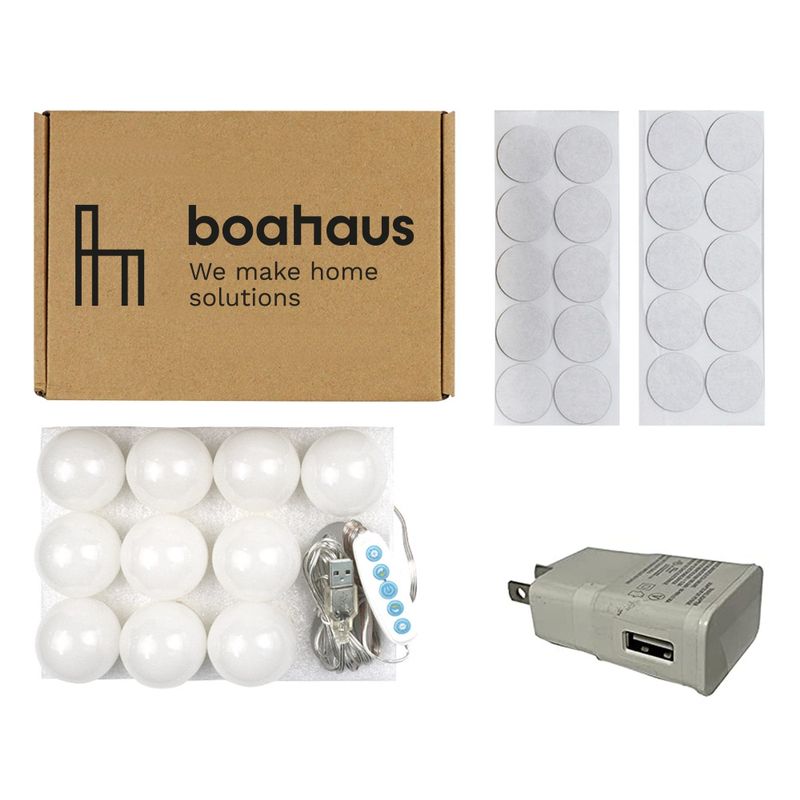 Boahaus Aurora Dressing Table, White, Light Bulbs Add On - White