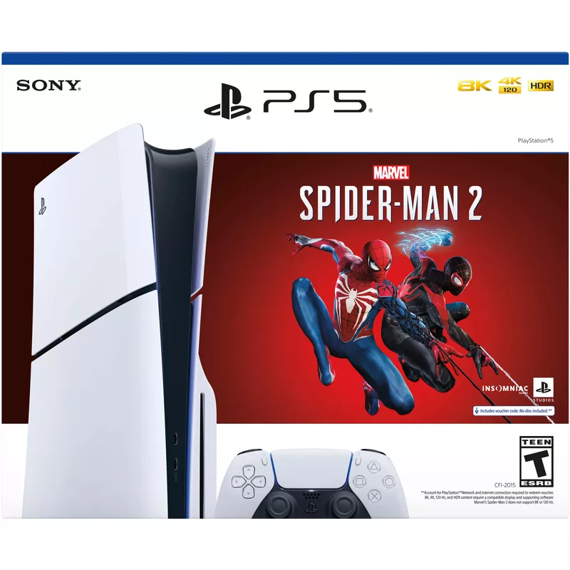 Sony Interactive Entertainment - PlayStation 5 Slim Console - Marvel's Spider-Man 2 Bundle (Full Game Download Included) - White
