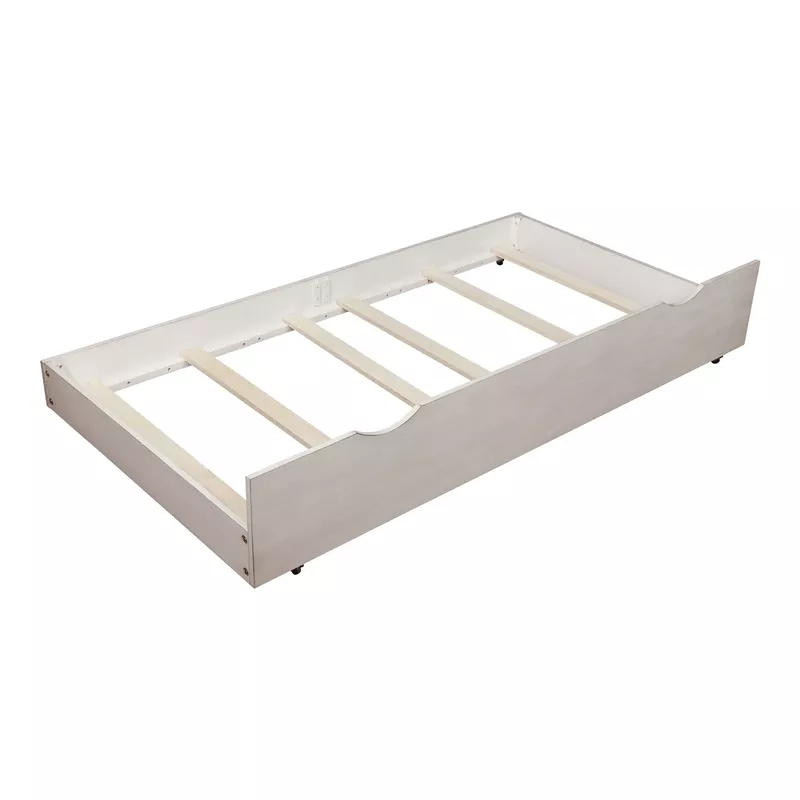 Transitional Solid Wood Kids Trundle in Antique White
