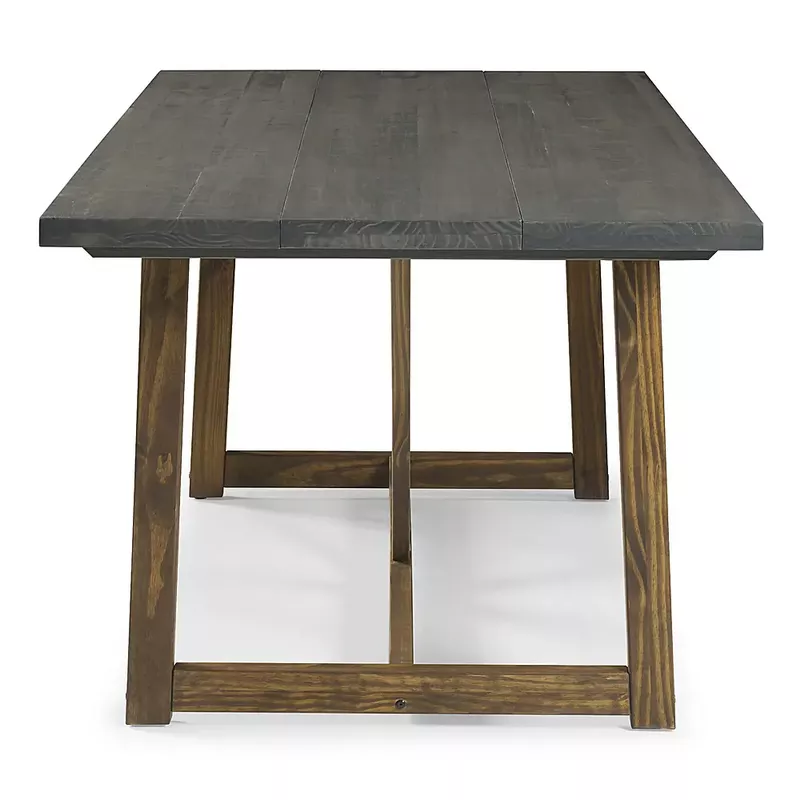 Walker Edison - 72" Farmhouse Trestle Solid Wood Dining Table - Gray