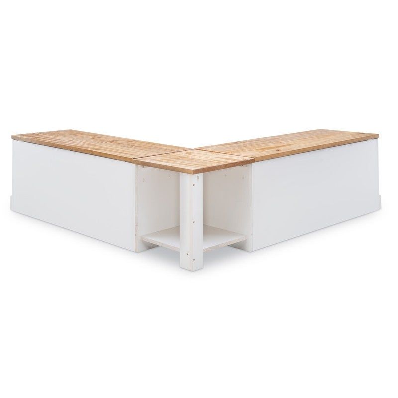 Josie L-shaped Backless Breakfast Nook Bench - Natural/White