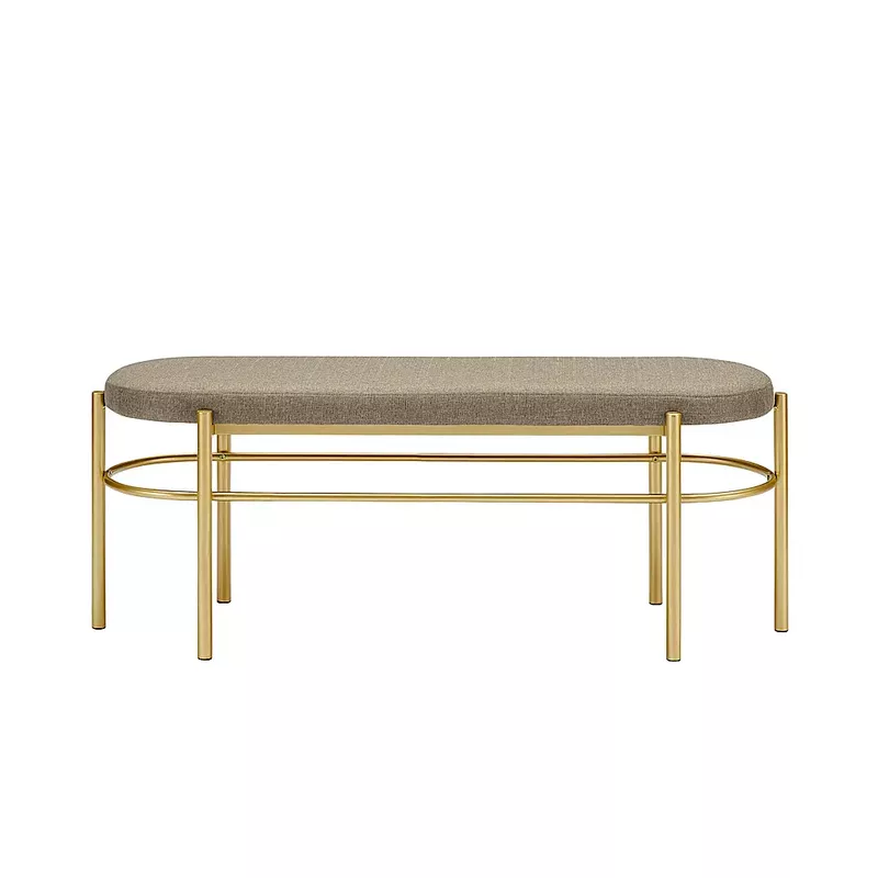 Walker Edison - Glam Bench with Cushion - Taupe