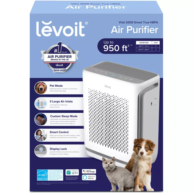 Levoit - Vital 200S Smart True HEPA Air Purifier with Pet Mode - White/Grey