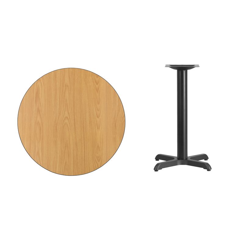30'' Round Laminate Table Top with 22'' x 22'' Table Height Base - 30"W x 30"D x 31.125"H - Black