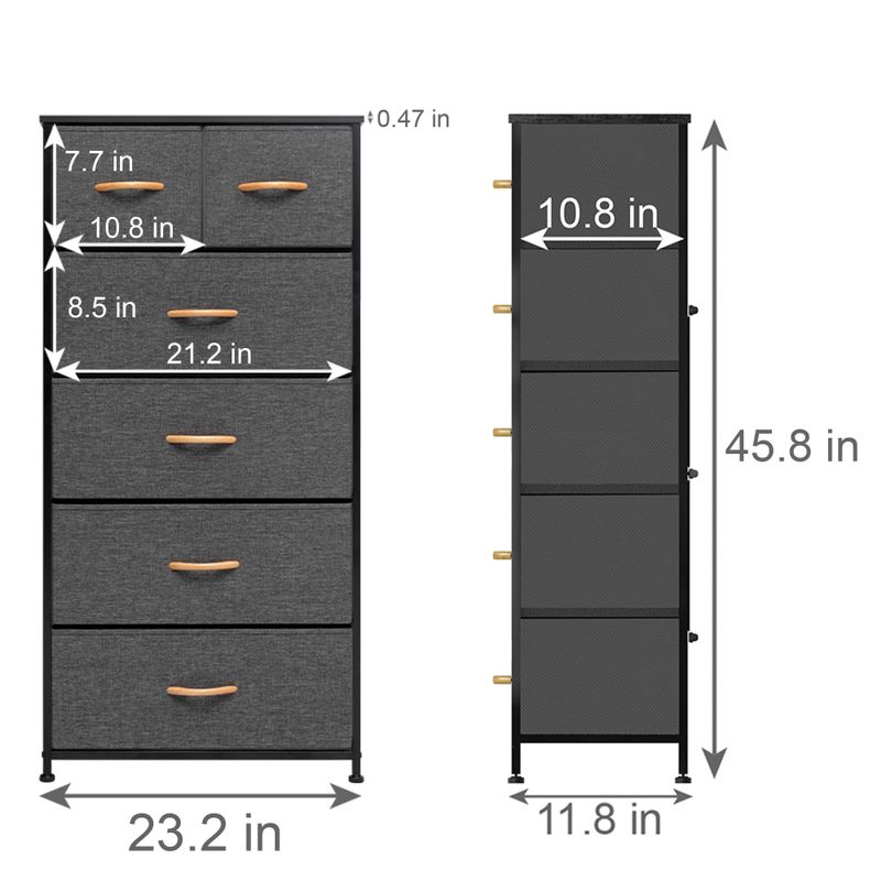 6-drawer Chest Vertical Dresser Storage Tower by Crestlive Products - Grey - 6-drawer