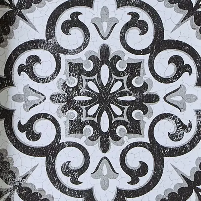 Black and White Tiles Distressed Black and White Medallion Tile 3-piece Wall Decor Set