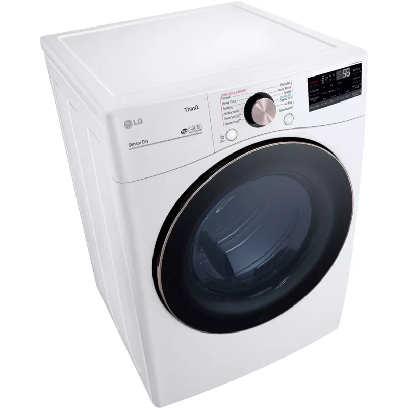 LG - 7.4 Cu. Ft. Stackable Smart Electric Dryer with Steam and Built-In Intelligence - White