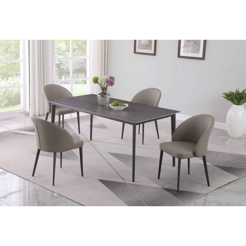 Somette Modern Curved Back Side Chair with Tapered Steel Legs, Set of 2 - Set of 2 - Dining Height - Grey