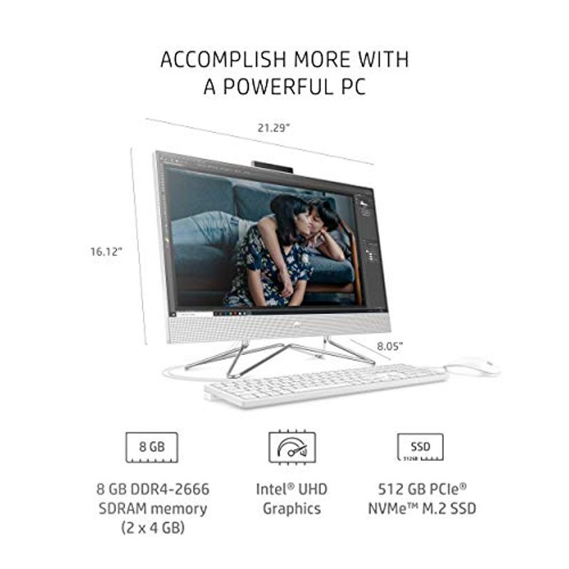 HP 24 All-in-One PC, 11th Gen Intel Core i3-1115G4 Processor, 8 GB RAM, 512 GB SSD, 23.8" Full HD Display, Windows 10 Home, Wireless...