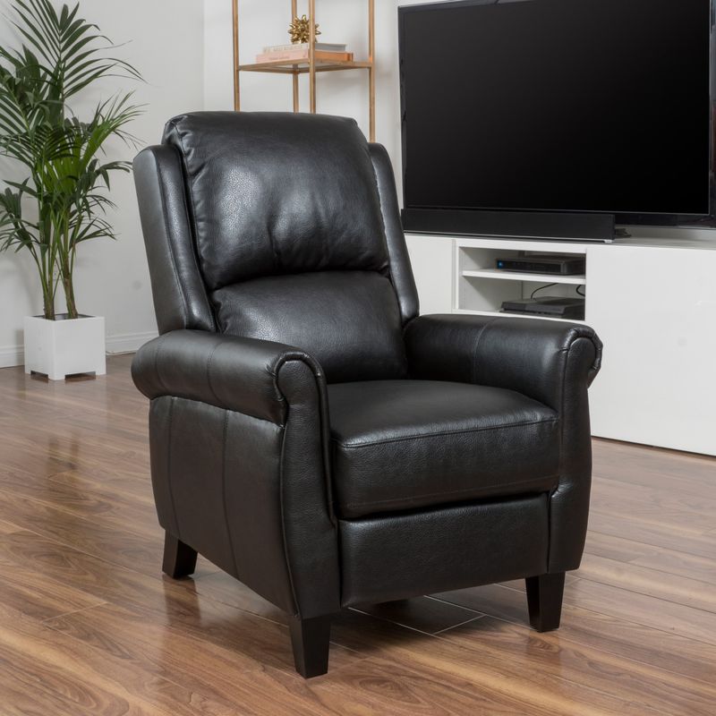 Haddan PU Leather Recliner Club Chair by Christopher Knight Home - Black