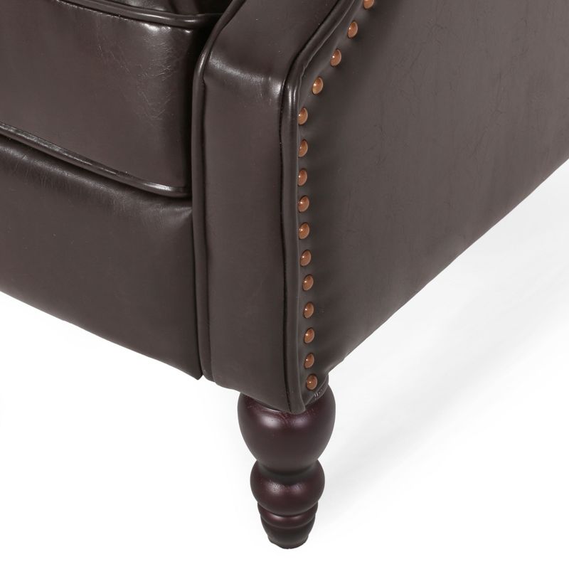 Walter Brown Bonded Leather Recliner Club Chair by Christopher Knight Home - Cognac Brown + Dark Brown