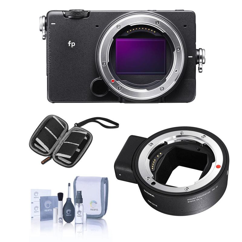 Sigma fp Mirrorless Digital Camera Bundle with Sigma MC-21 Mount Converter Canon EF to Leica L Mount, SD Card Case, Cleaning Kit