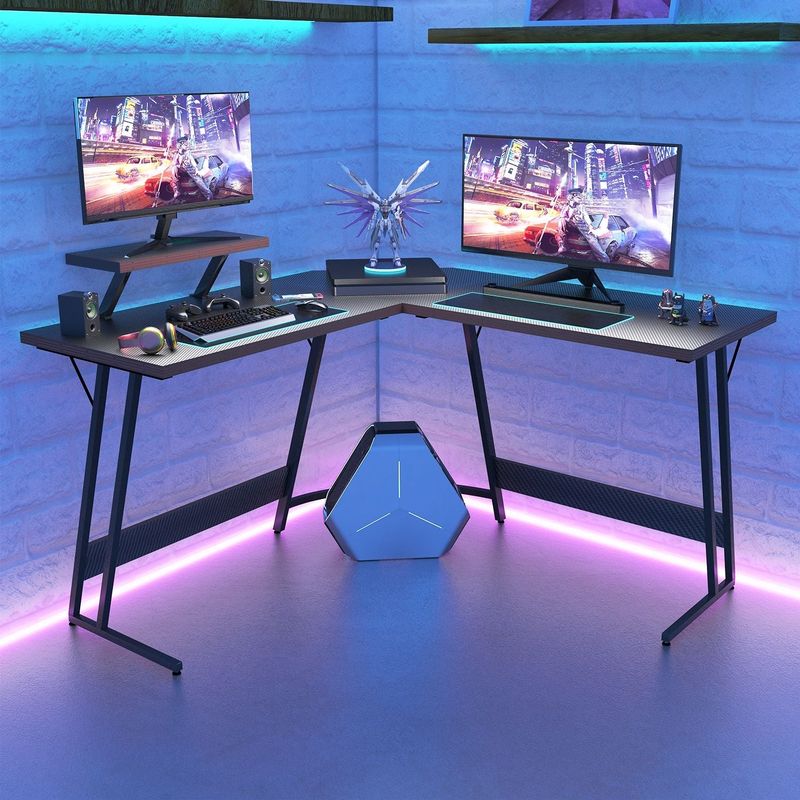 L-Shaped Gaming Desk Computer Corner Desk Office Writing Desk - Pink