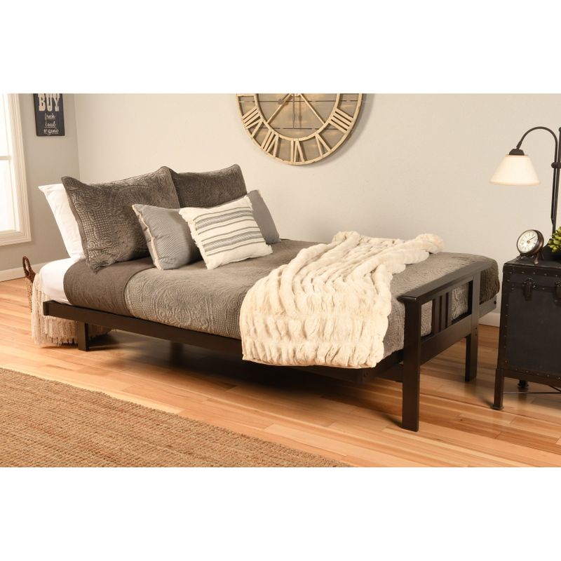Rent to own Porch & Den DeSoto Hardwood/ Suede Queensize Futon Set