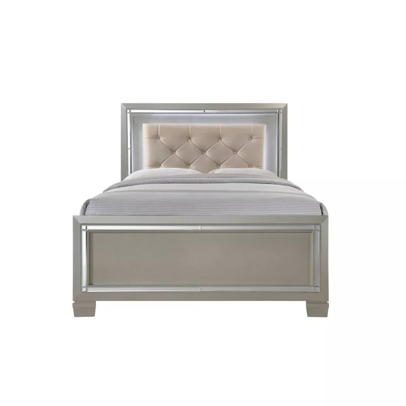 Silver Orchid Odette Glamour Youth Full Platform 5-piece Bedroom Set - Full - Champagne