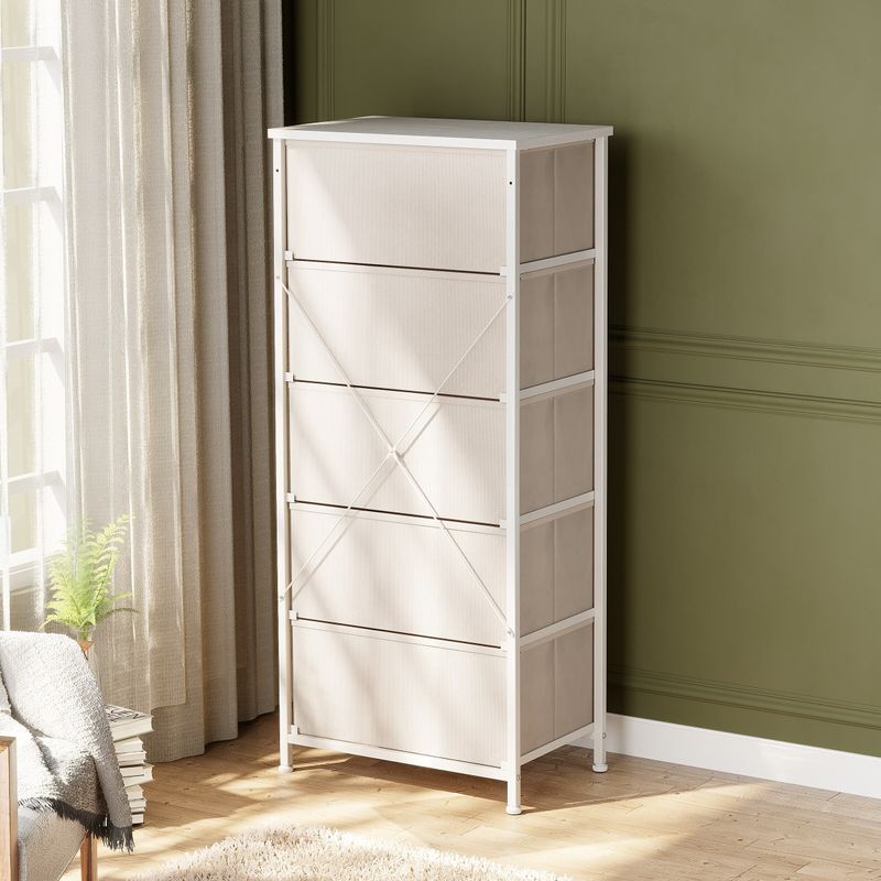 Pellebant 5 Drawers Vertical Storage Tower Organizer - Beige - 5-drawer