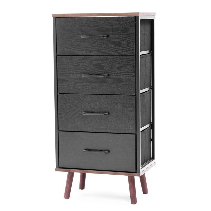 Black Manufactured Wood 4-Drawer Accent Chest - 4-drawer