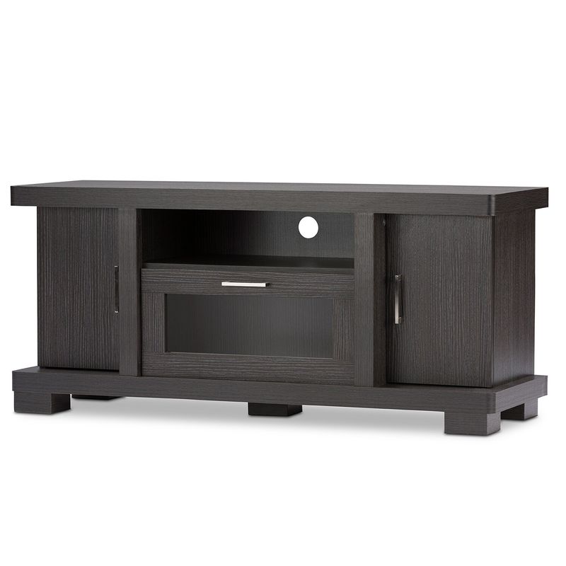 Porch & Den Kittery 47-inch Greyish Dark Brown Wood TV Cabinet with 2 Doors - Grey