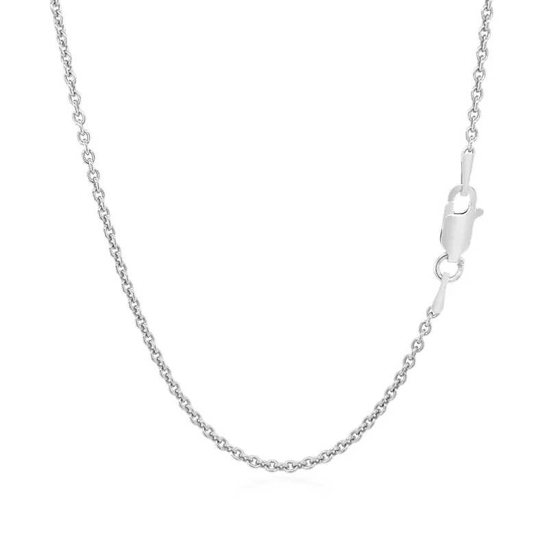 Sterling Silver Rhodium Plated Round Cable Chain 1.8mm (18 Inch)