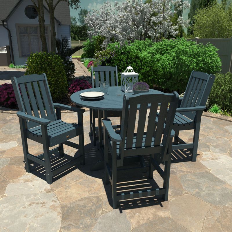 Highwood Lehigh 5-piece Round Counter-Height Dining Set - Federal Blue