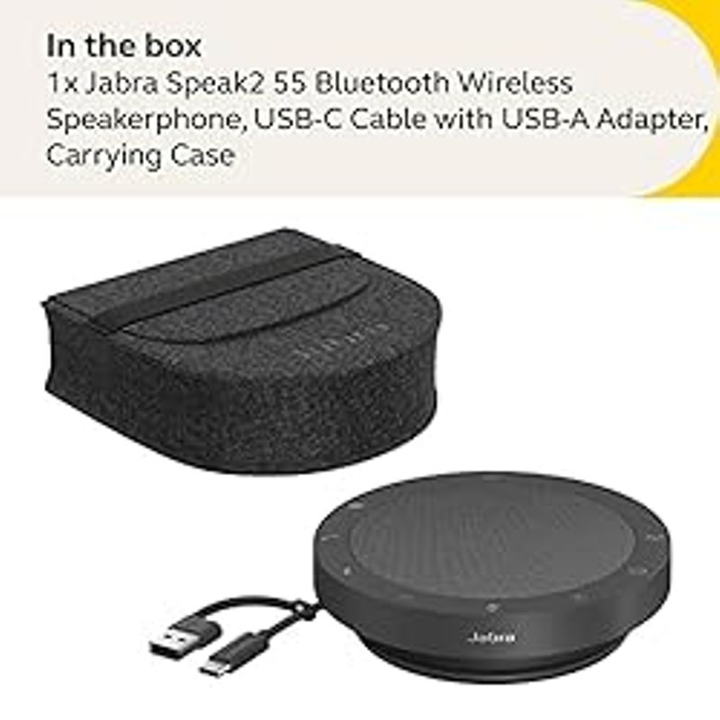 Jabra Speak2 55 Wireless Bluetooth Speakerphone  Portable Conference Speaker with 4 Noise-Cancelling Mics, 50mm Full-Range Speakers &...