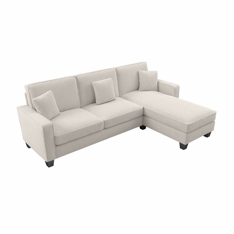 Stockton 102W Sectional Couch with Reversible Chaise by Bush Furniture - Tan Microsuede Fabric