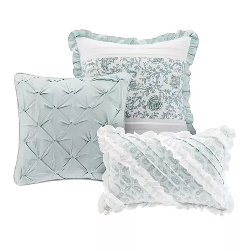 Aqua Dawn 9 Piece Cotton Percale Comforter Set King