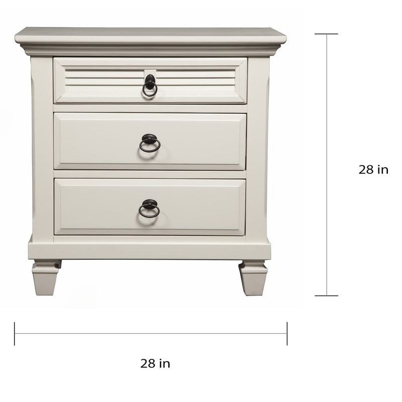 Gracewood Hollow Gregory White Pine Wood 3-drawer Nightstand - Winchester 3 Drawer Nightstand