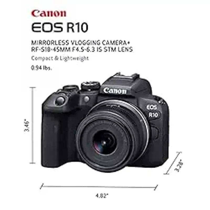 Canon - EOS R10 Mirrorless Camera with RF-S 18-45 f/4.5-6.3 IS STM Lens - Black