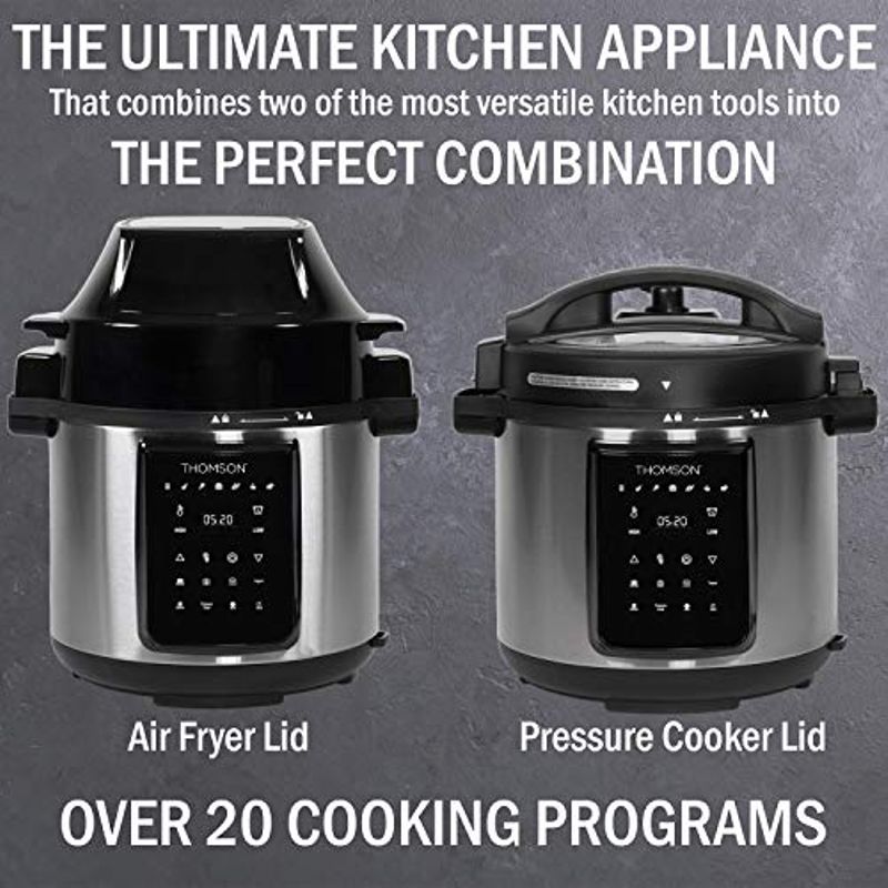 Thomson TFPC607 9-in-1 Pressure Cooker and Air Fryer with Dual Lid, Slow Cooker and More, Digital Touch Display, 6.5 QT Capacity,...