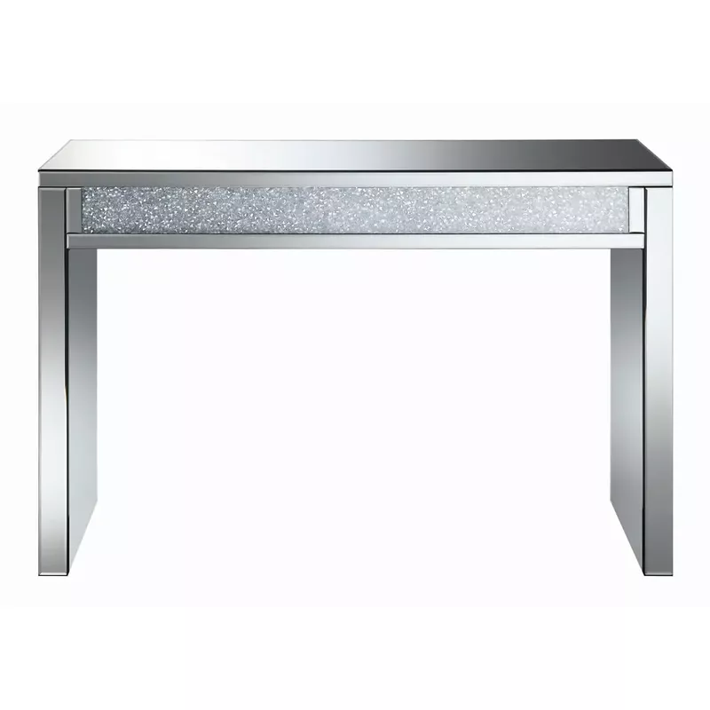Gillian Rectangular Sofa Table Silver and Clear Mirror