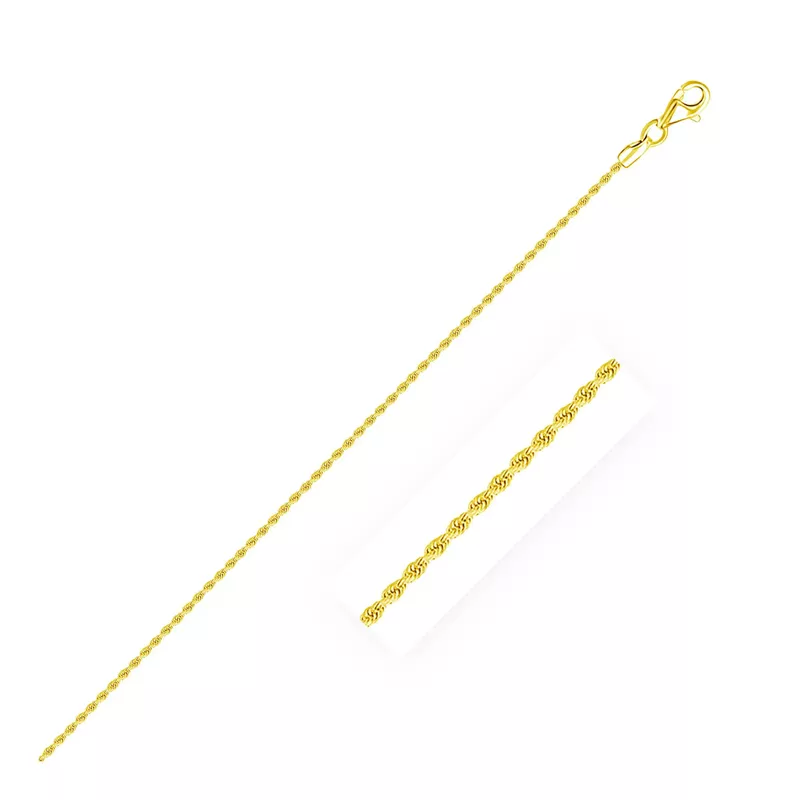 10k Yellow Gold Solid Diamond Cut Rope Chain 1.5mm (20 Inch)