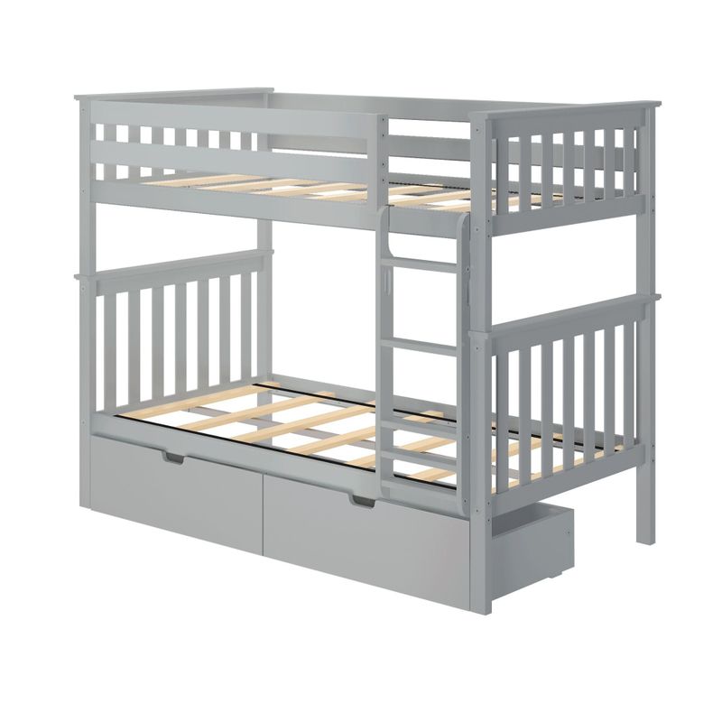 Max & Lily Twin over Twin Bunk Bed with Under Bed Storage Drawers - White