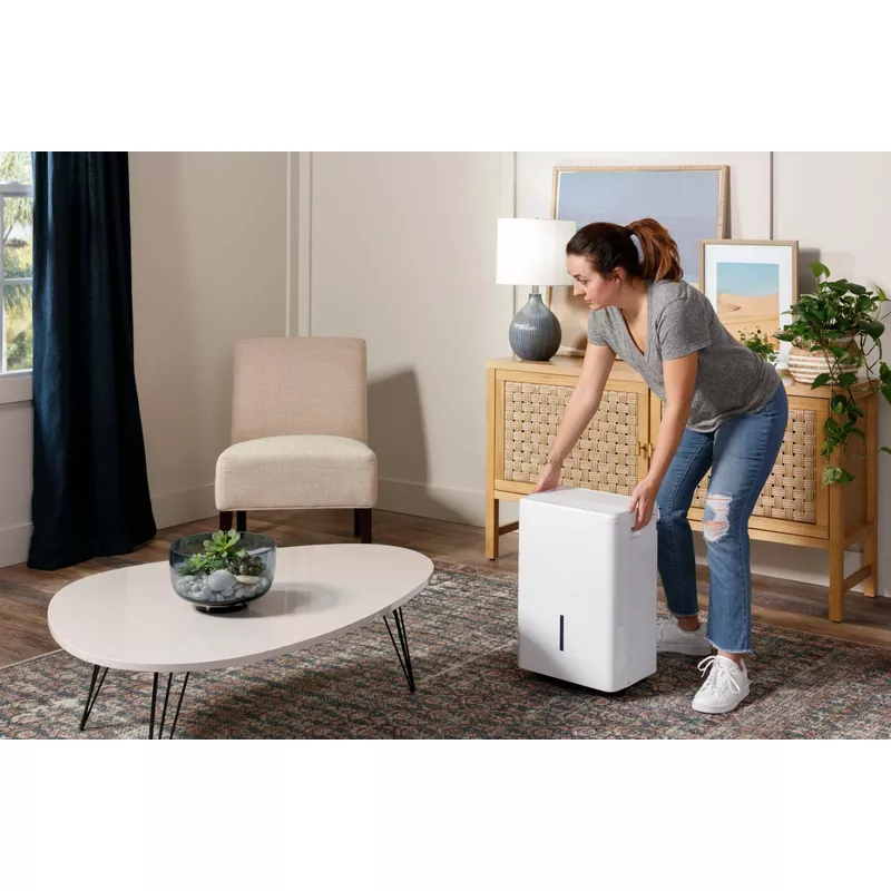 GE - 50-Pint Portable Dehumidifier with 3 Fan Speeds - White