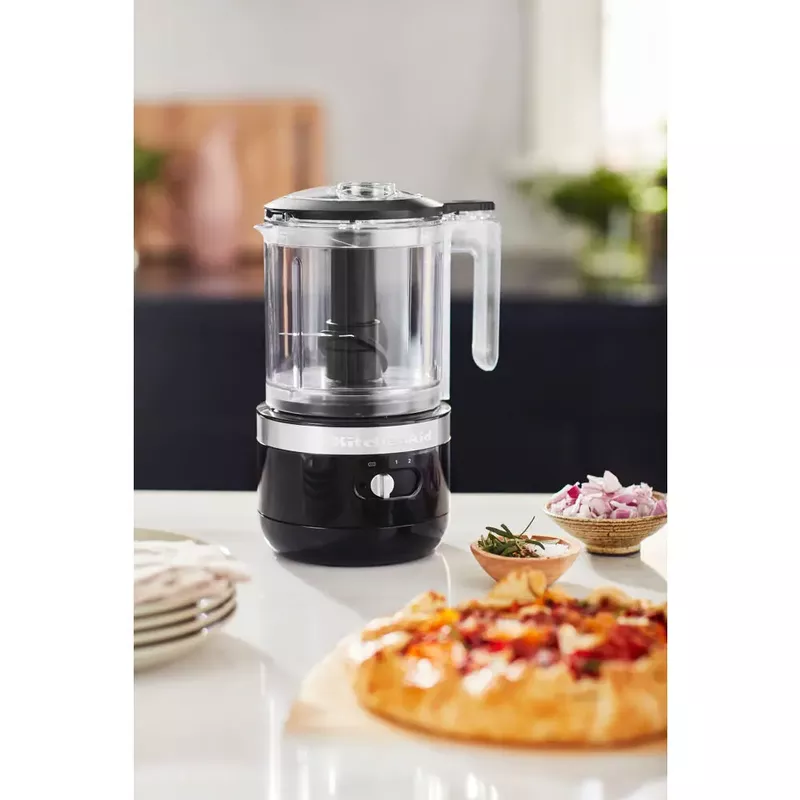 KitchenAid Cordless 5-Cup Food Chopper with Multi-Purpose Blade and Whisk Accessory in Onyx Black