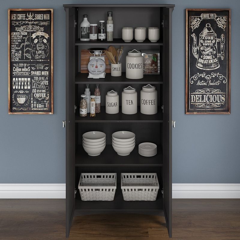 Bush Furniture Salinas Kitchen Pantry Cabinet with Doors - Grey