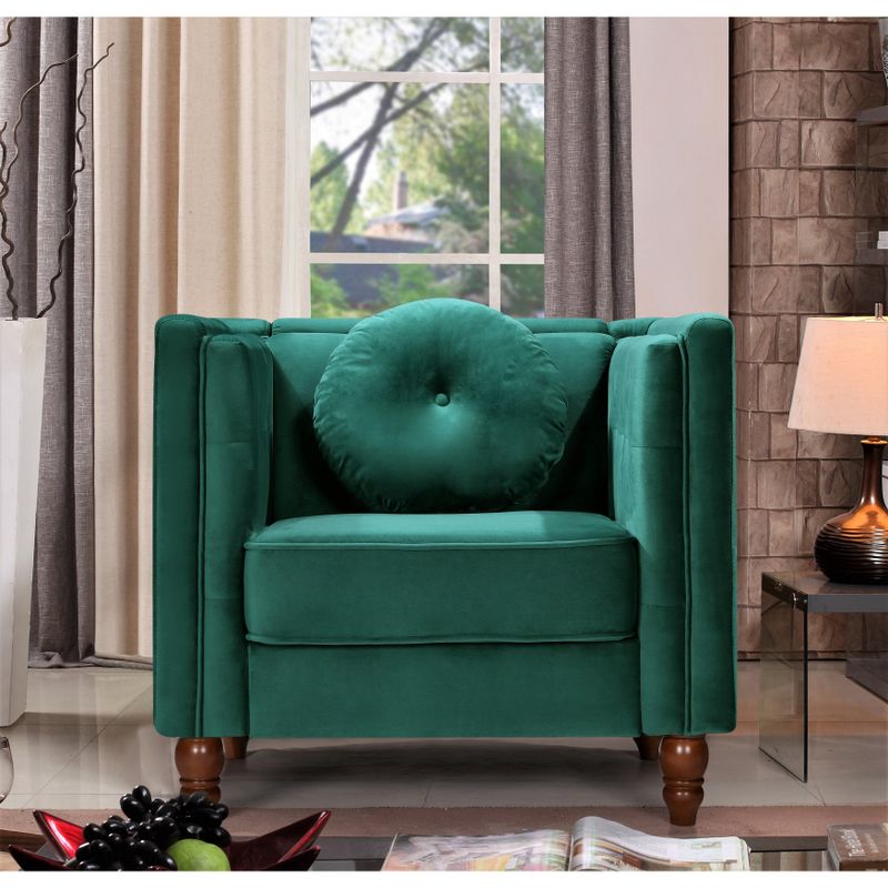 Angie Classic Kittleson Chesterfield 3-Piece Set-Loveseat Sofa & Chair - Green