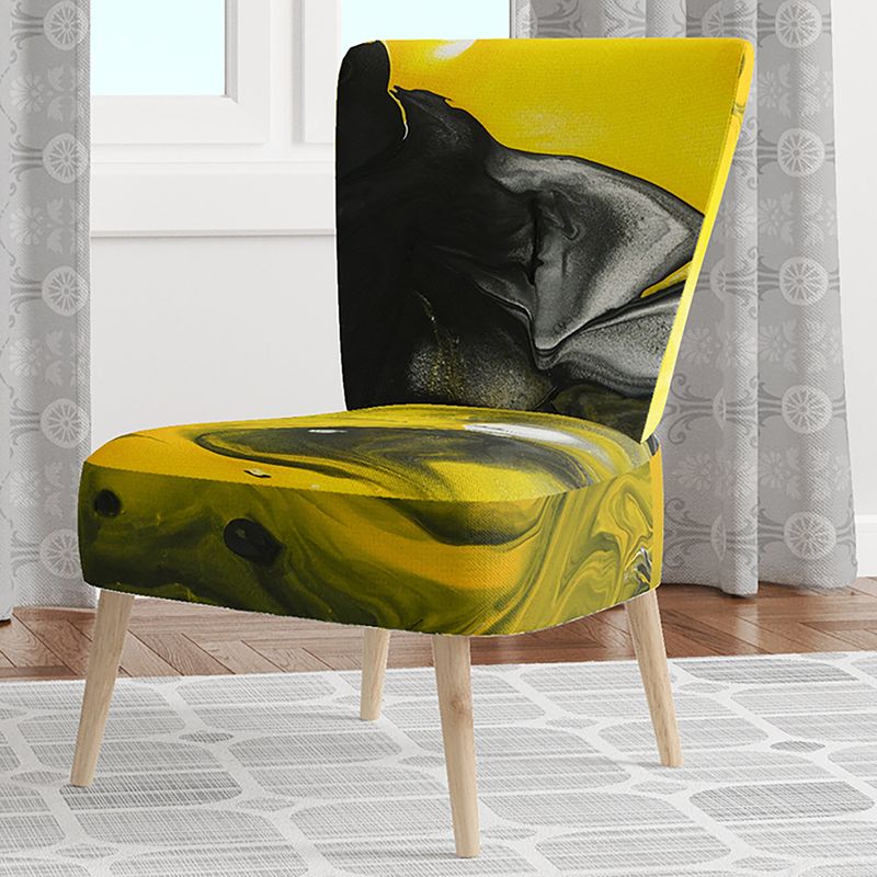 Designart 'Yellow, White and Black Marbled Acrylic' Upholstered Modern Accent Chair - Slipper Chair