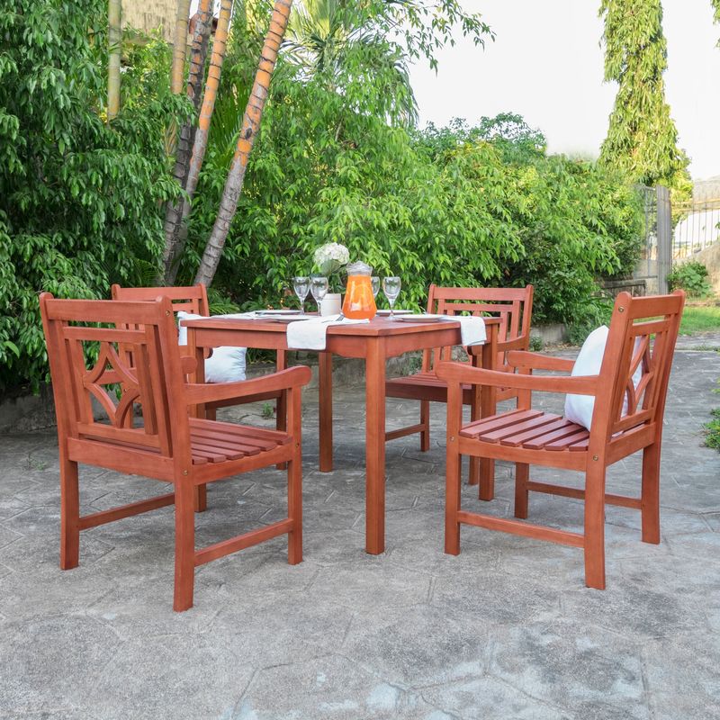 Malibu Outdoor 5-piece Wood Patio Stacking Table Dining Set - Brown